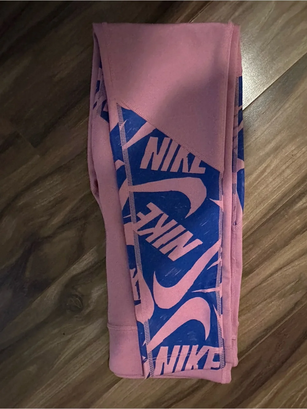 Nike Pink Leggings with Blue Graphic Accents